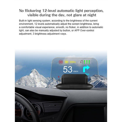 Car Hud Display Compass Speed Temp Voltage Alarm Navigation Obd2 + Gps