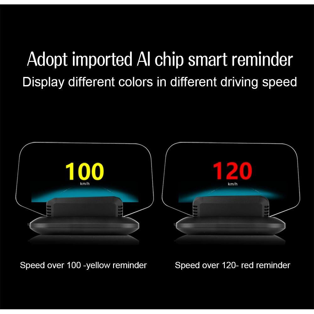 Car Hud Display Compass Speed Temp Voltage Alarm Navigation Obd2 + Gps