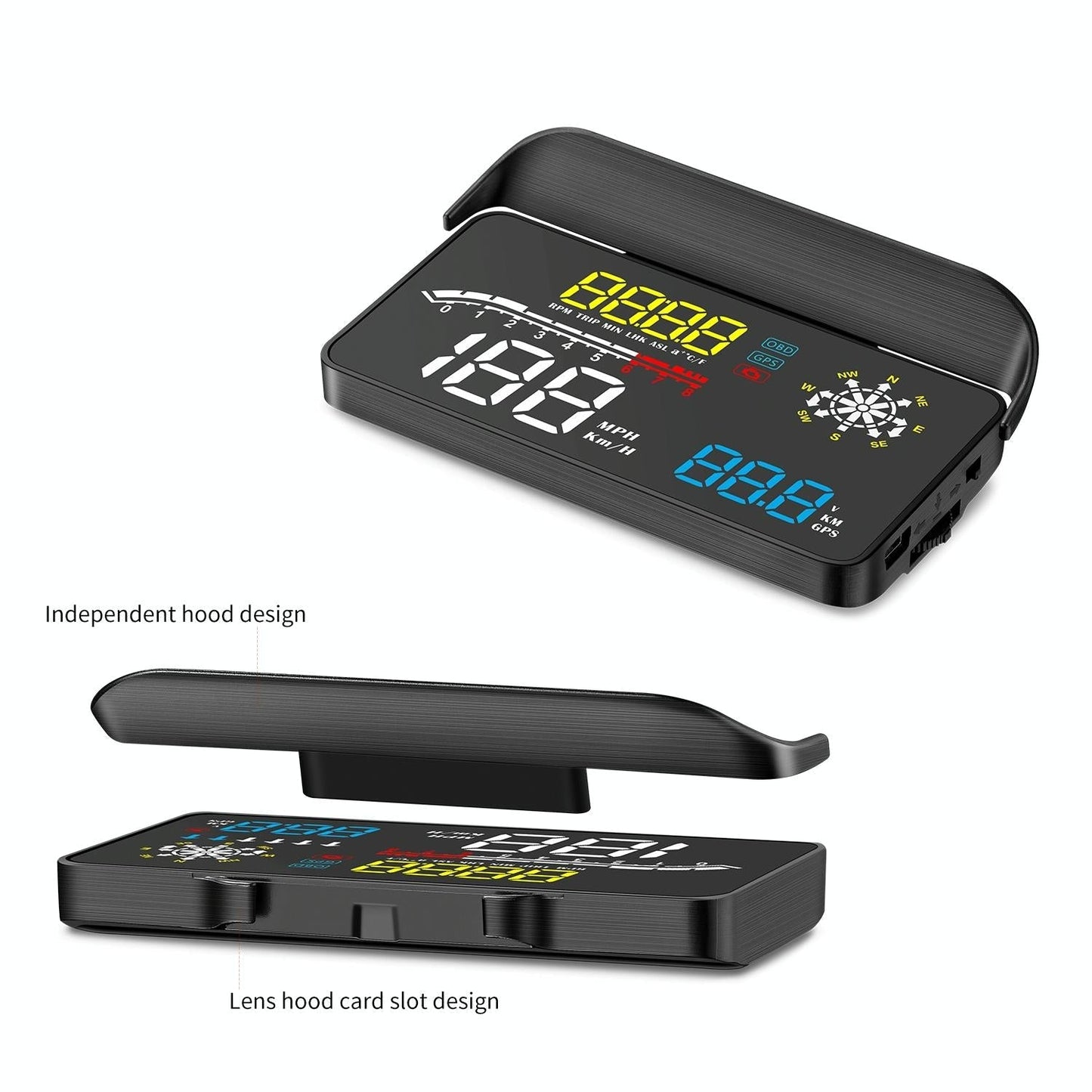 Car Obd2 Hud Head Up Display Gps Speed Meter With Speed Voltage And Water Temp Speed Alarm