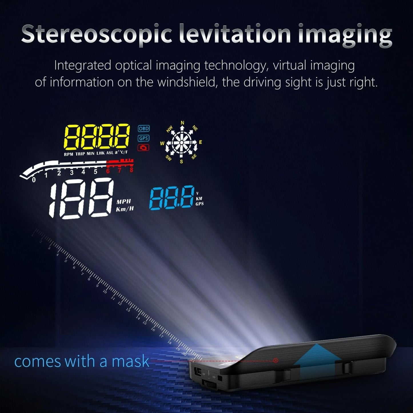 Car Obd2 Hud Head Up Display Gps Speed Meter With Speed Voltage And Water Temp Speed Alarm