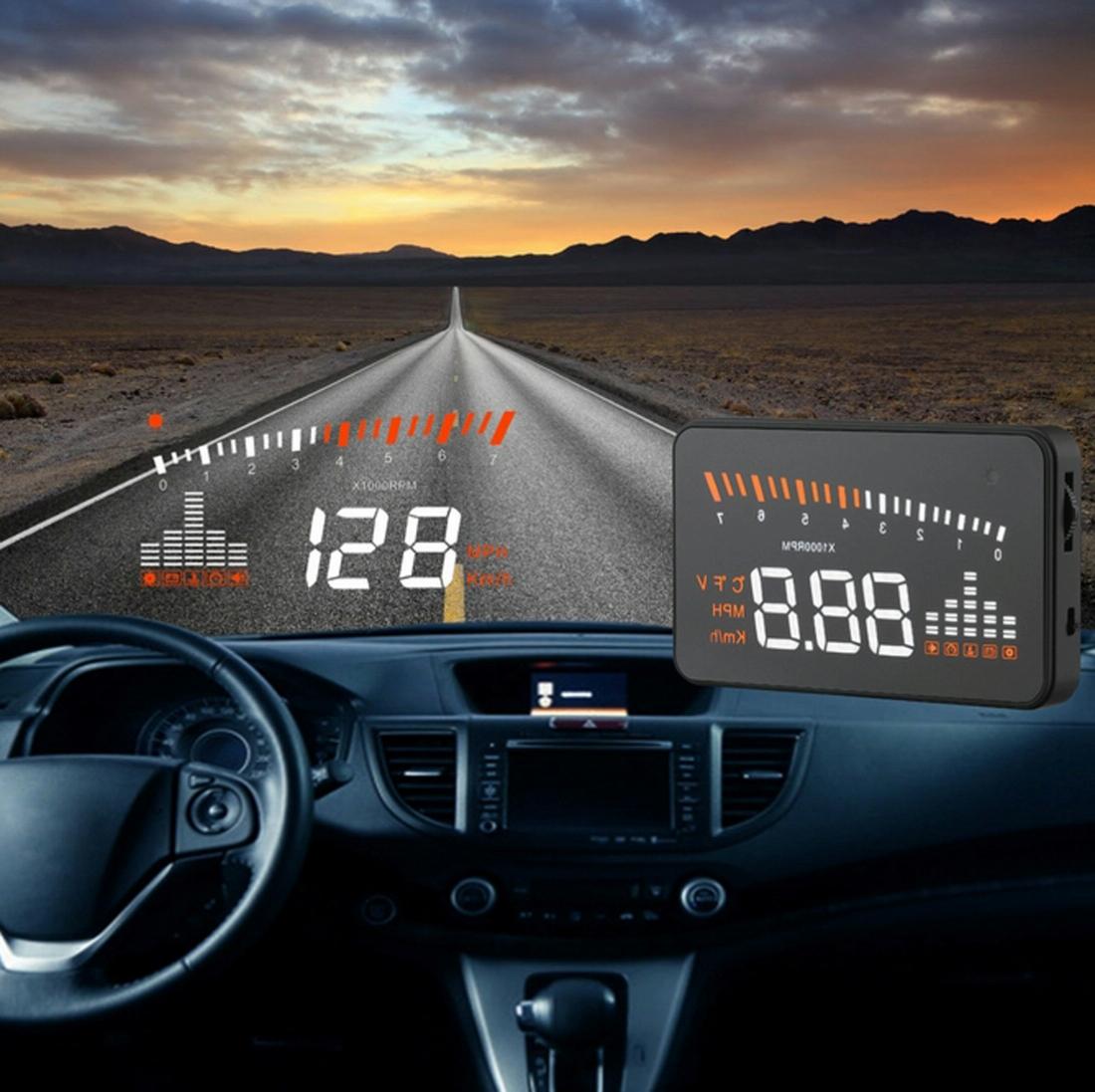 3 Inch Hud For Cars Obdii / Eobd System Light Sensors Rotation Speed Voltage Water Temp Alarm Black
