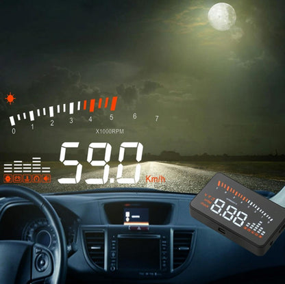 3 Inch Hud For Cars Obdii / Eobd System Light Sensors Rotation Speed Voltage Water Temp Alarm Black