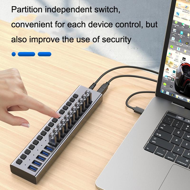10-Port Usb3.0 Docking Hub For Computers