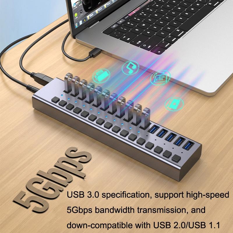 10-Port Usb3.0 Docking Hub For Computers