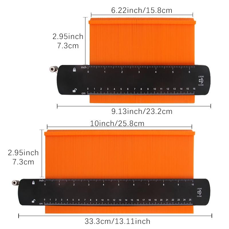 Metal Profile Contour Utensils Set with Lock - 6 & 10 Ruler Straight Pencil Screwdriver