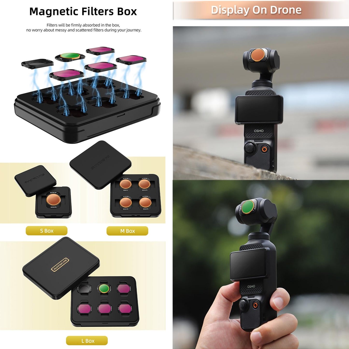 Sunnylife 3 In 1 Nd16 Camera Lens Filter For Dji Osmo Pocket No Gimbal Reset - Nd16
