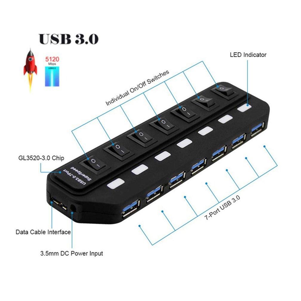 7-Port Usb 3.0 Hub With Independent Switching