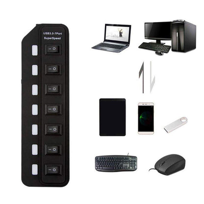 7-Port Usb 3.0 Hub With Independent Switching