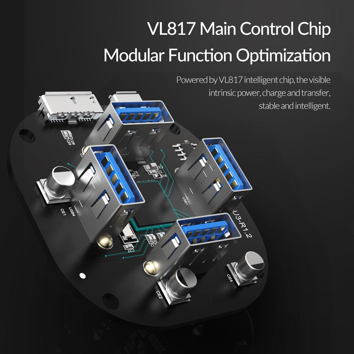 Transparent 4-Port Usb 3.0 Hub