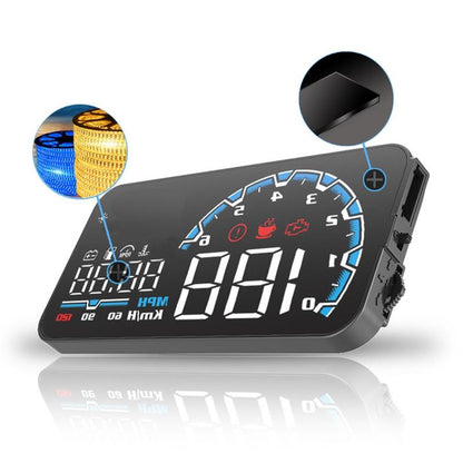 5 Inch Obd Hud Head Up Display For Car Engine Failure Water Temperature Voltage Alarm