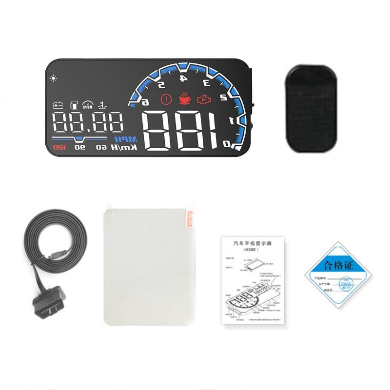 5 Inch Obd Hud Head Up Display For Car Engine Failure Water Temperature Voltage Alarm