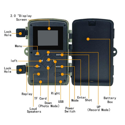 2 Lcd Infrared Night Vision Trail Camera For Wildlife Hunting