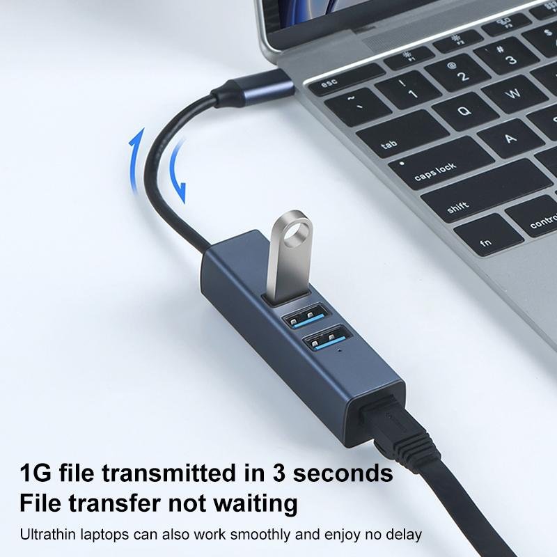 4-In-1 Usb3.0 + Dual Usb2.0 + Rj45 Hub Adapter