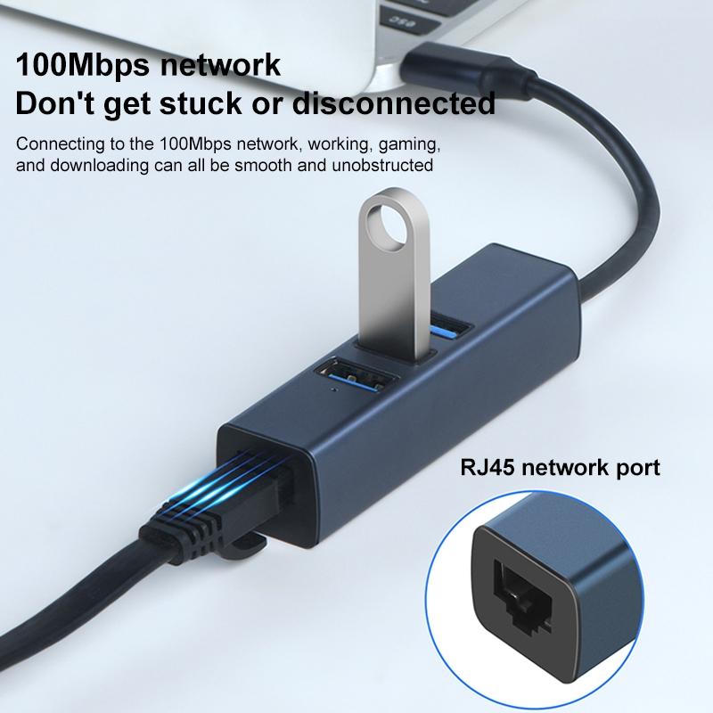 4-In-1 Usb3.0 + Dual Usb2.0 + Rj45 Hub Adapter