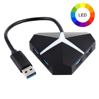 4-Port Usb 3.0 Hub 5Gbps Speed 20Cm Cable Black