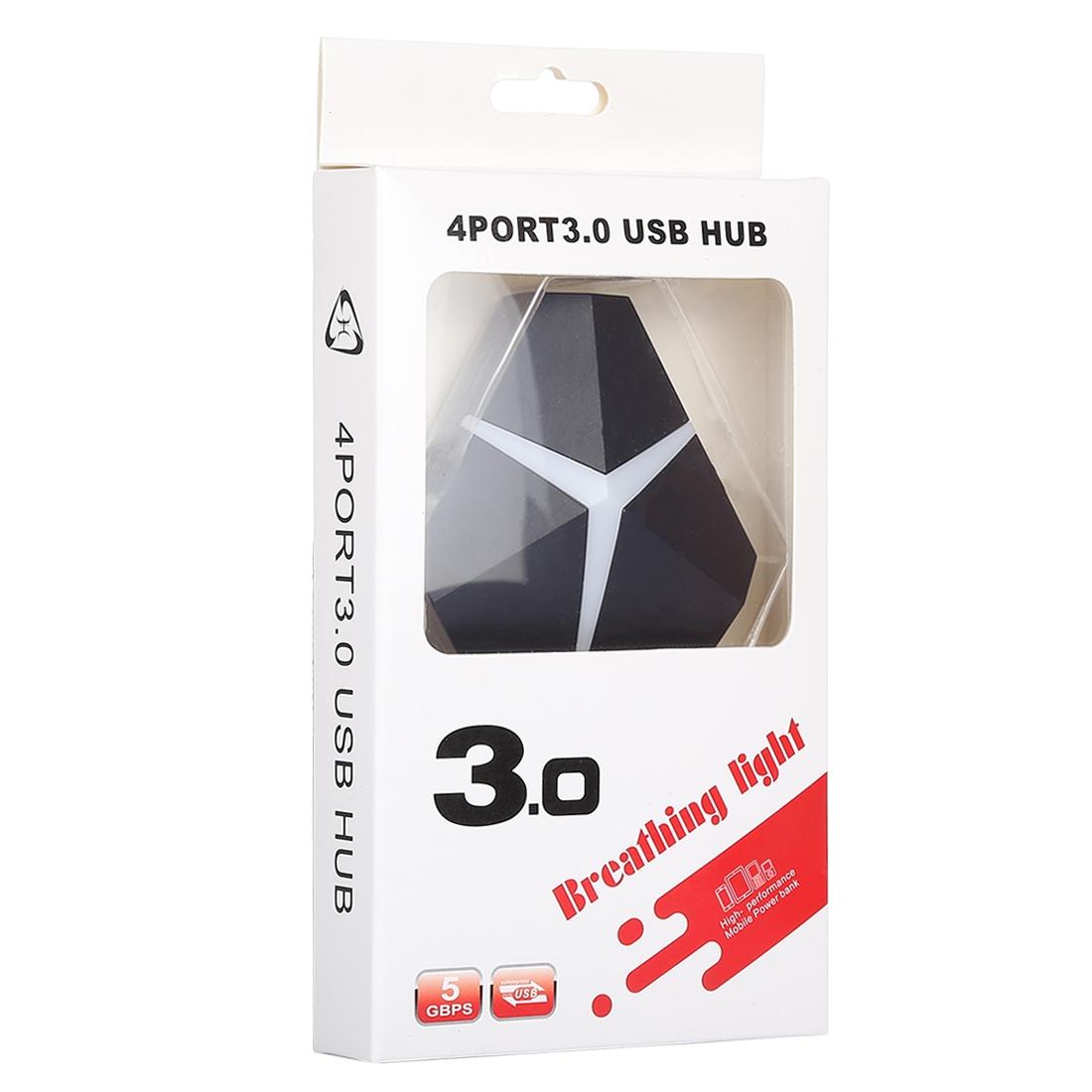 4-Port Usb 3.0 Hub 5Gbps Speed 20Cm Cable Black