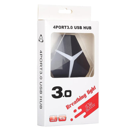 4-Port Usb 3.0 Hub 5Gbps Speed 20Cm Cable Black