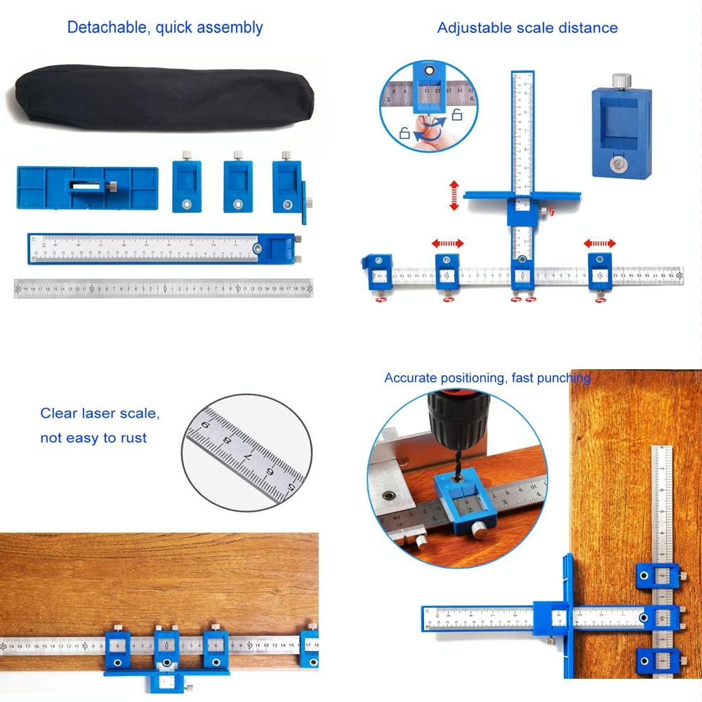Woodworking Punch Locator for Cabinet Doors - Blue Handle Set