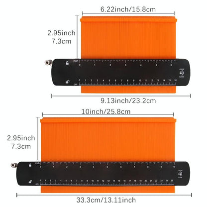 Metal Profile Contour Utensils Set with 10 Ruler Straight Edge Pencil and Screwdriver - Locking Feature