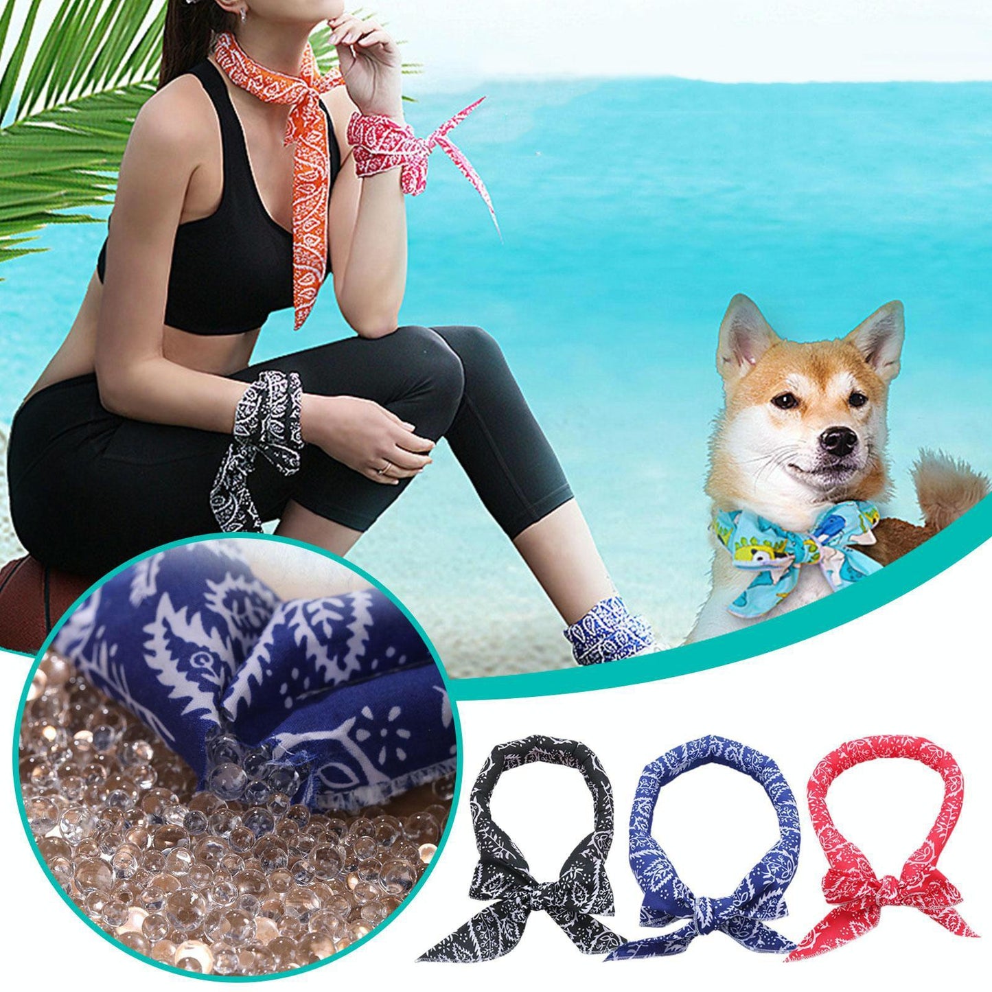 3-piece Cooling Bandana Scarf Set - Yellow Leaves