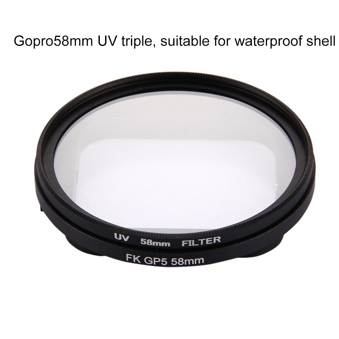 3-in-1 58mm Round Uv Filter with Cap for Gopro Hero7 / 6 / 5
