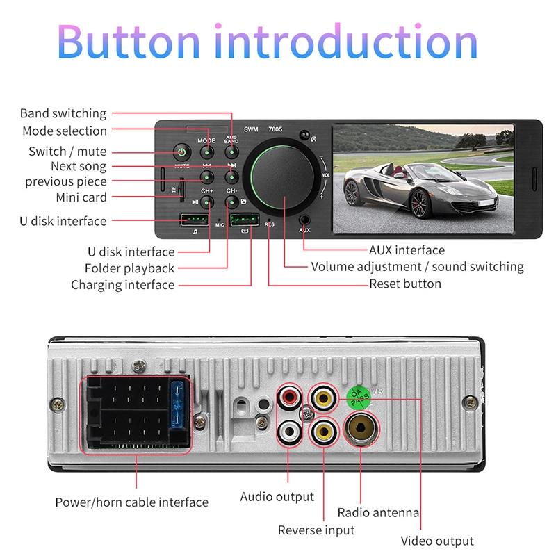 4.1 Inch Car Mp5 Player W / Fm Bluetooth Tf & Remote