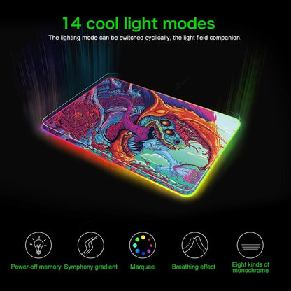 90 X 30Cm Illuminated Mouse Pad With Computer Monster Design