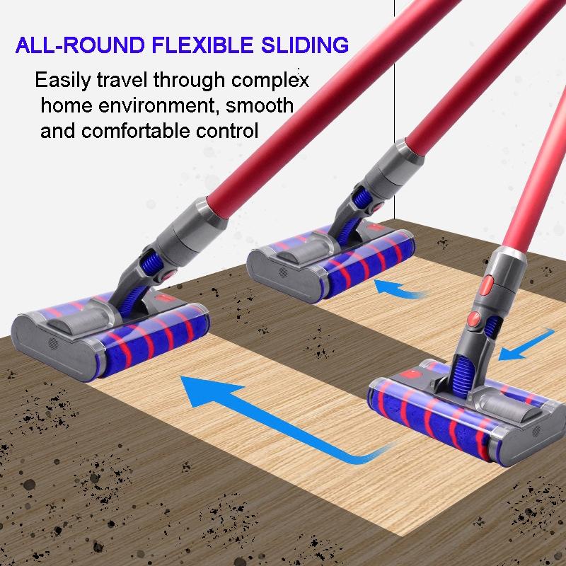 Double Roller Soft Velvet Floor Brush with Led for Dyson Vacs