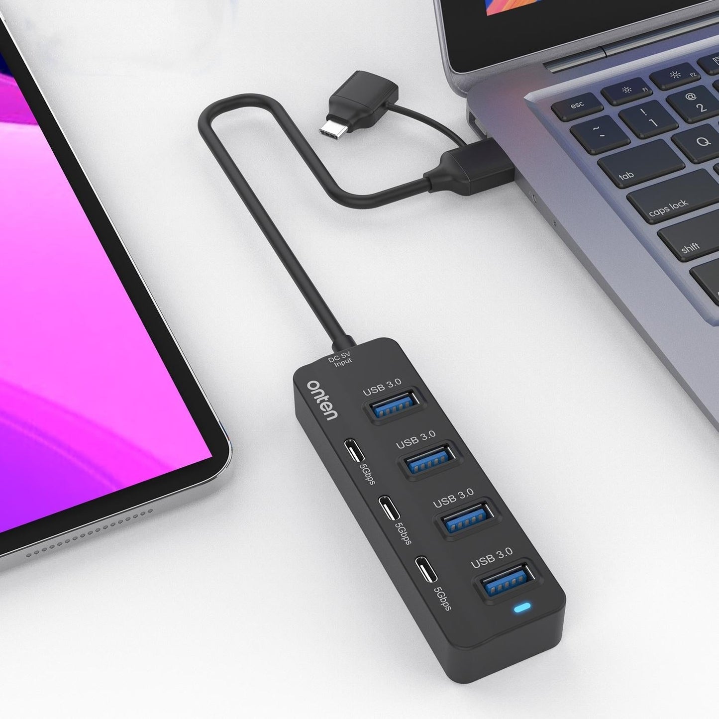 7-Port Usb3.0 + Type-C Docking Station With Otg