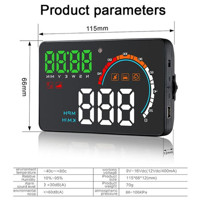 4 Inch Gps Head Up Display Speed Direction Distance Kilometres