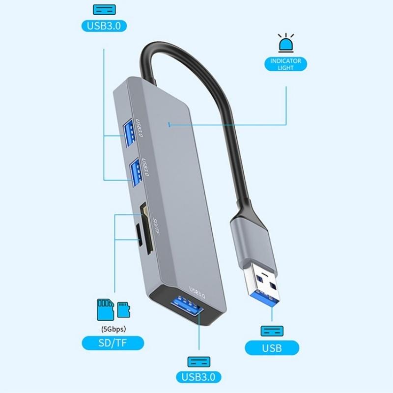 3 Usb 3.0 + 2 Card Reader Slots Multi-Port Hub
