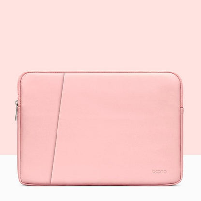 Double-Layer Leather Laptop Bag - 15 / 15.6 Inch - Pink