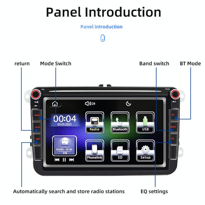 8 Inch Car Mp5 Audio Player Bluetooth / Fm / Sd / Aux / Mirrorlink For Volkswagen