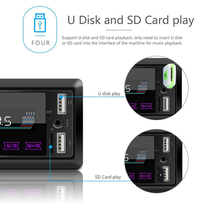 12V Car Radio Receiver Mp3 Player - Bluetooth Fm Usb Sd Card - Hands-Free Calling