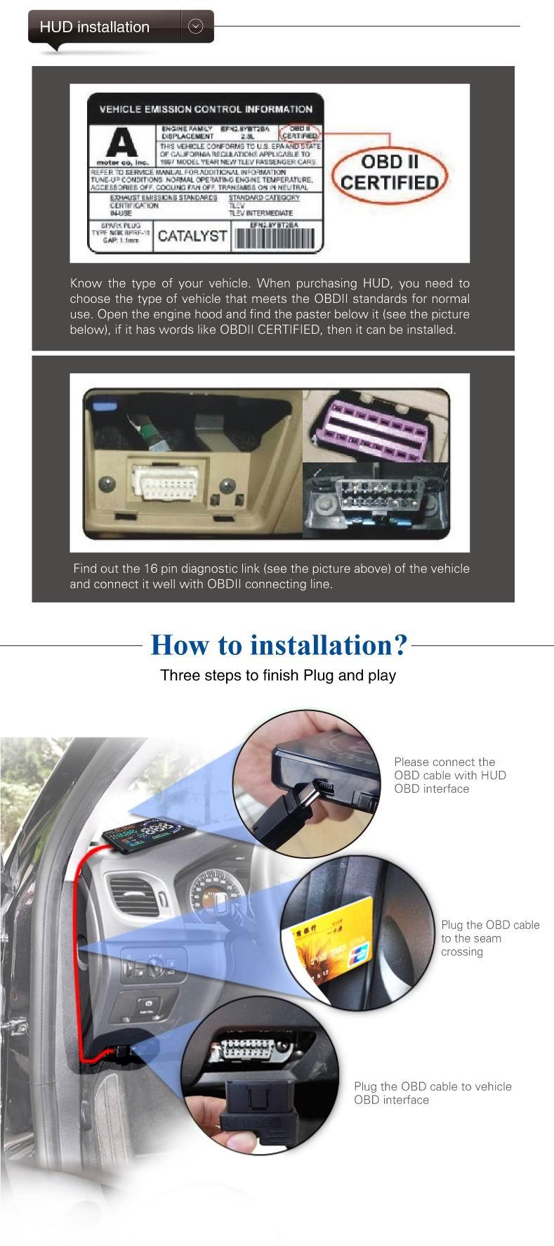 Car Obdii Hud Warning System 5.5 Inch Display Fuel Consumption Speed Alarm Water Temp Fault Diagnosis