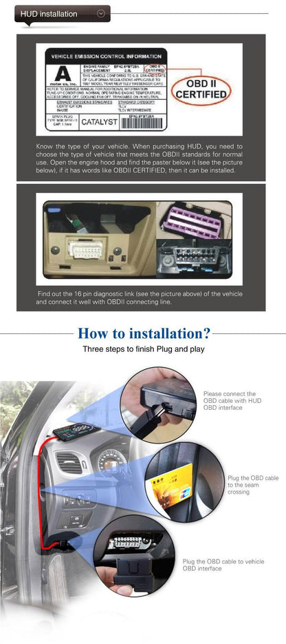Car Obdii Hud Warning System 5.5 Inch Display Fuel Consumption Speed Alarm Water Temp Fault Diagnosis