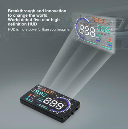 Car Obdii Hud Warning System 5.5 Inch Display Fuel Consumption Speed Alarm Water Temp Fault Diagnosis