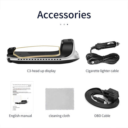 Car Head Up Display Hud Overspeed Temp Voltage Engine Failure Fatigue Reminder Navigation