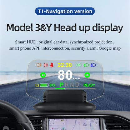 5.1 Inch Car Hud Display For Tesla Model 3 / Y Overspeed Alarm & Battery Percentage