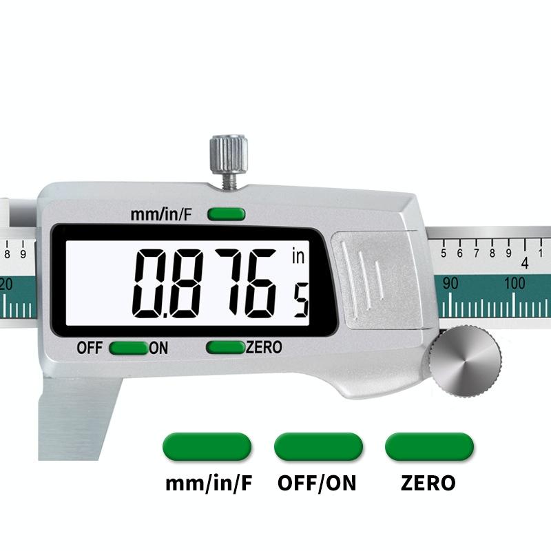 Digital Display Vernier Caliper - 0-150mm Stainless Steel - Green