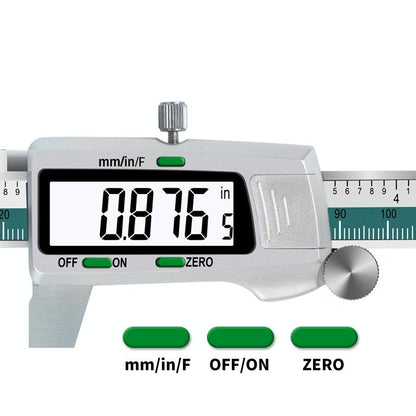 Digital Display Vernier Caliper - 0-150mm Stainless Steel - Green