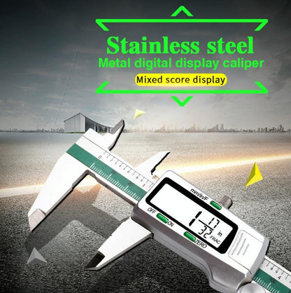 Digital Display Vernier Caliper - 0-150mm Stainless Steel - Green