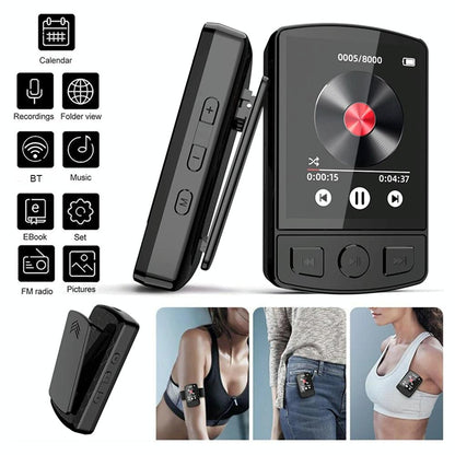 1.8 Inch Color Screen Mp3 / Mp4 Bluetooth Walkman With Back Clip - 128Gb