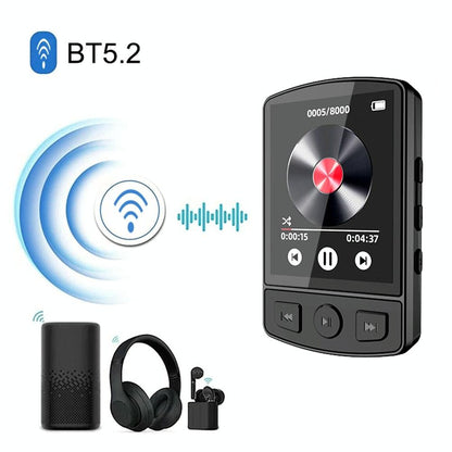 1.8 Inch Color Screen Mp3 / Mp4 Bluetooth Walkman With Back Clip - 128Gb