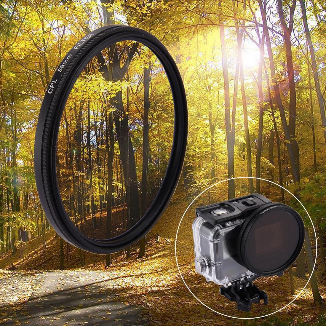 3-in-1 58mm Round Cpl Lens Filter for Gopro Hero7 / 6 / 5 with Cap