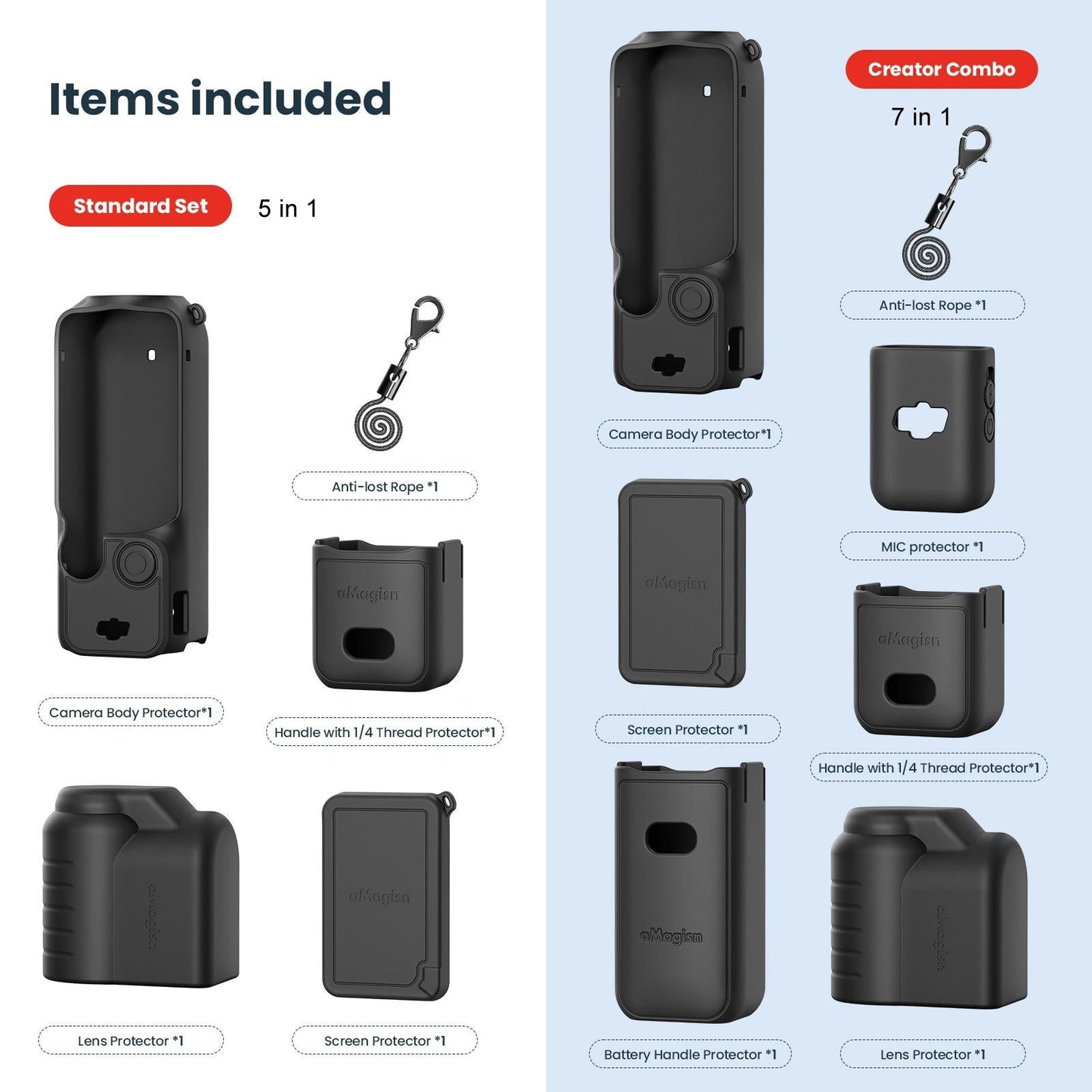 5-in-1 Silicone Case for Dji Pocket 3 Camera Accessories - 7 In 1 Gray