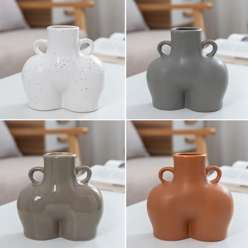 Small Matte Gray Ceramic Vase for Home Decor and Dried Flower Arrangements