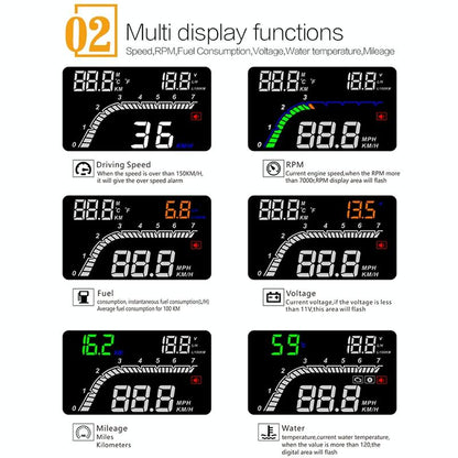 4 Inch Obd2 Head Up Display Car Speed Revolving Speed Fuel Consumption Fault Code Detection & Elimination