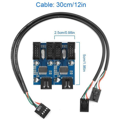9-Pin Usb2.0 Hub Adapter 4-Way Splitter