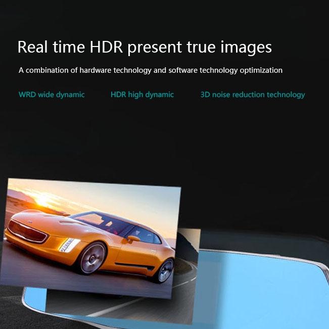 720p Dual Channel Car Black Box with 5 Ips Touch Screen Rear View Mirror
